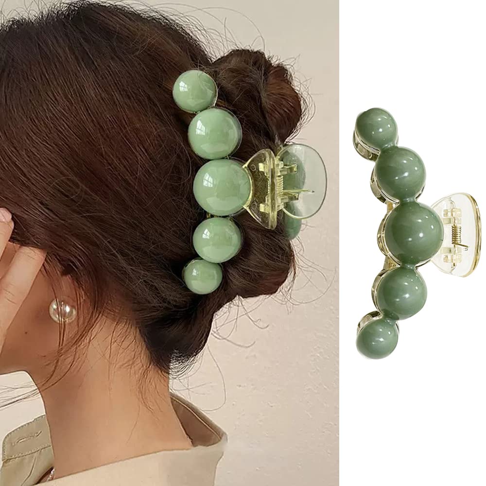 Amazon.com: Large Green Pearl Hair Clamps for Women - Elegant